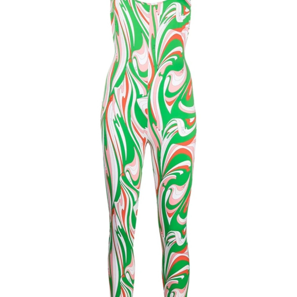 Emilio Pucci Green and Orange Swirl Jumpsuit